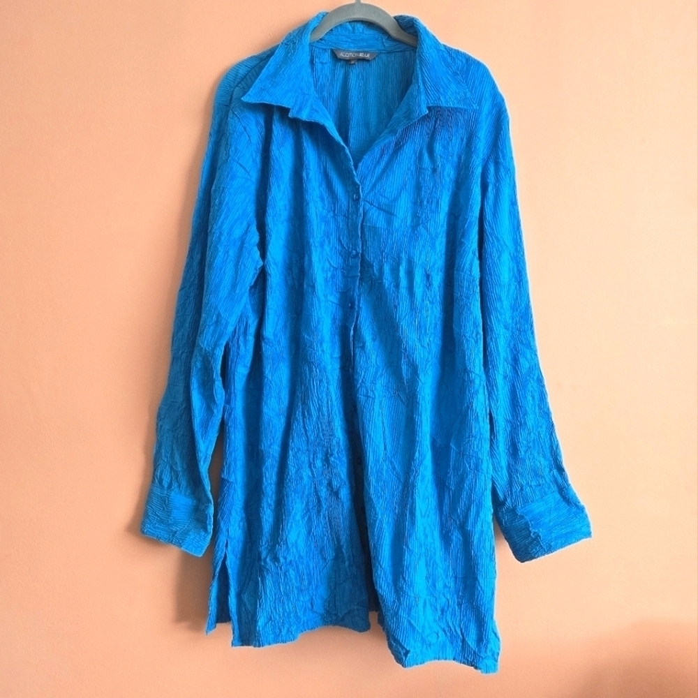 Addition Elle Blue Women's Crinkle Tunic - Size 18